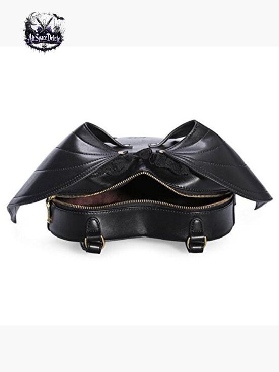Gothic Bat Heart Wings Backpack PU Leather Lace Daypack Travel Bag main image 4